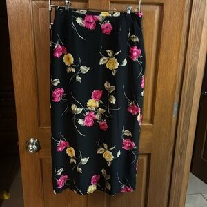 Casual Corner Black Floral Skirt